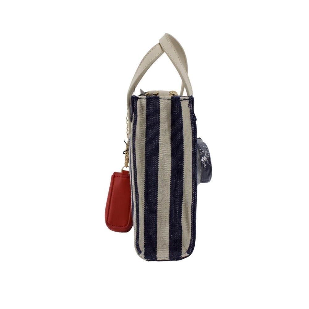 Disney Bioworld Mini Tote Bag Womens Mickey Mouse Navy White Striped NEW Park - Picture 5 of 10